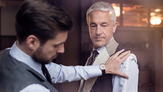 Man senior at the tailor