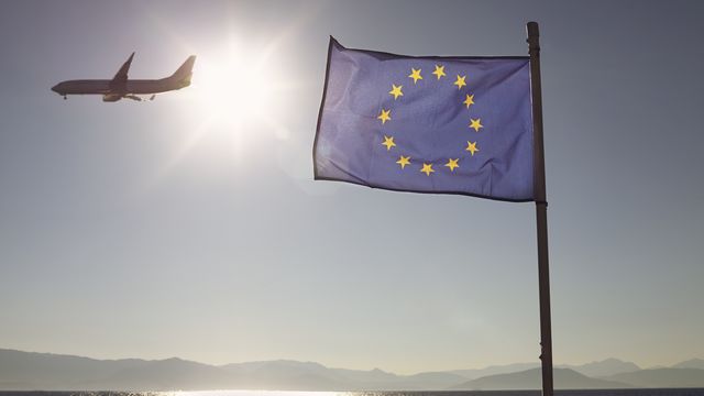 European Union flag and plane