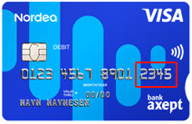 Nordea Bankkort med 4 siste siffer markert