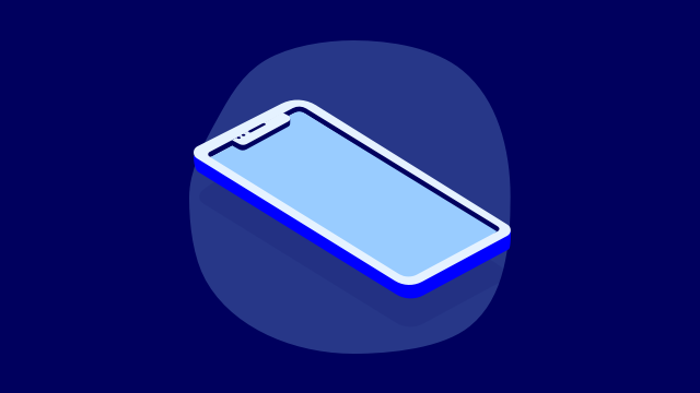 cell phone on blue background