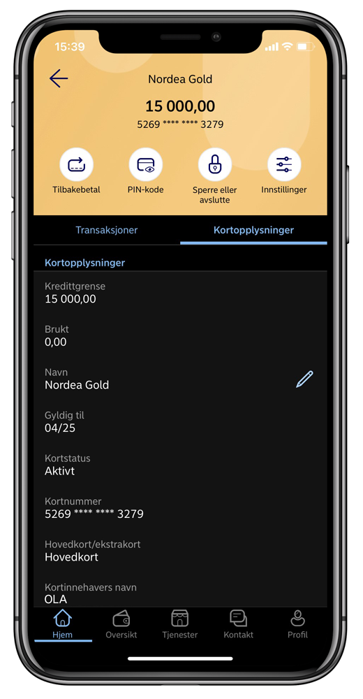 Sperr kortet ditt selv i mobilbanken - NO