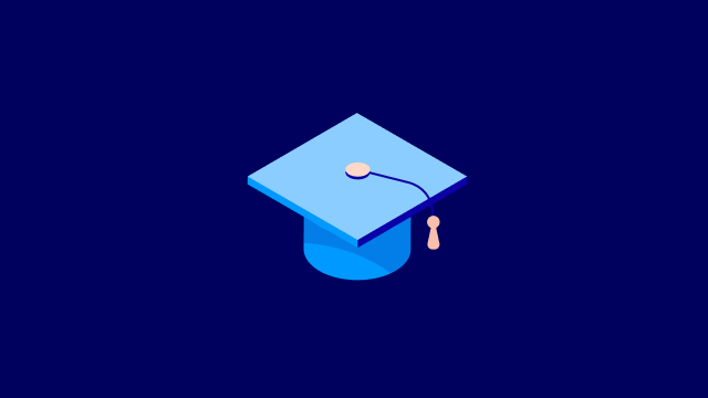 Student graduation hat icon dark blue - 640x360