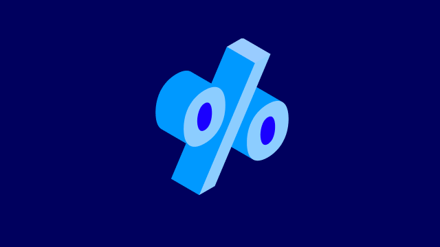 Percent sign icon dark blue - 640x360