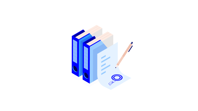 Documents folders sign with pen - 640x360